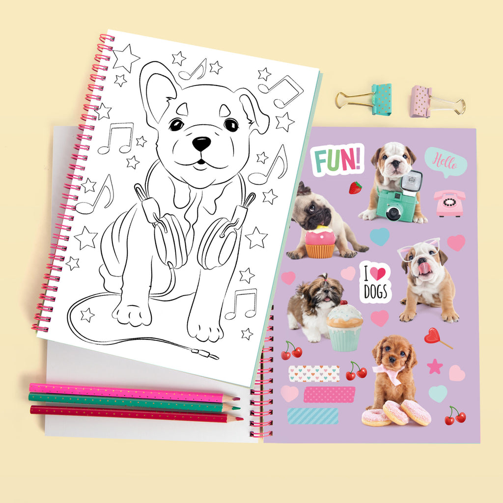 Omalovánky se samolepkami A5 – Edice Pomeranian PomPom