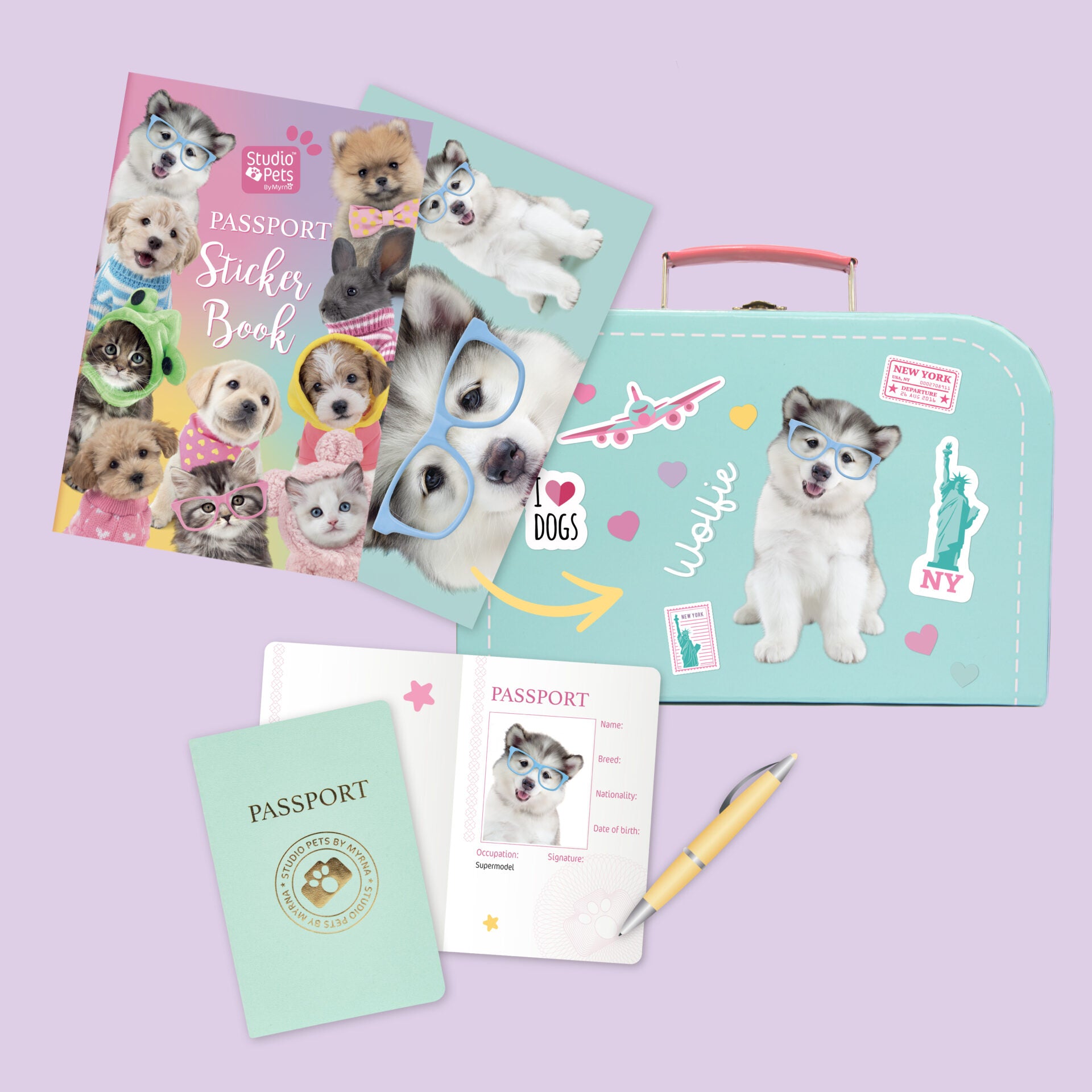 Wolfie Plyšový pejsek Alaska Malamute 23 cm – Set s kufříkem
