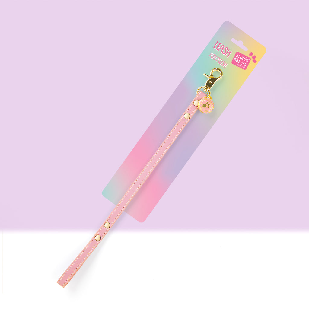 Stylový růžový obojek s mašličkou a vodítkem pro plyšáky Perfektní pro 16cm a 23cm plyšáky