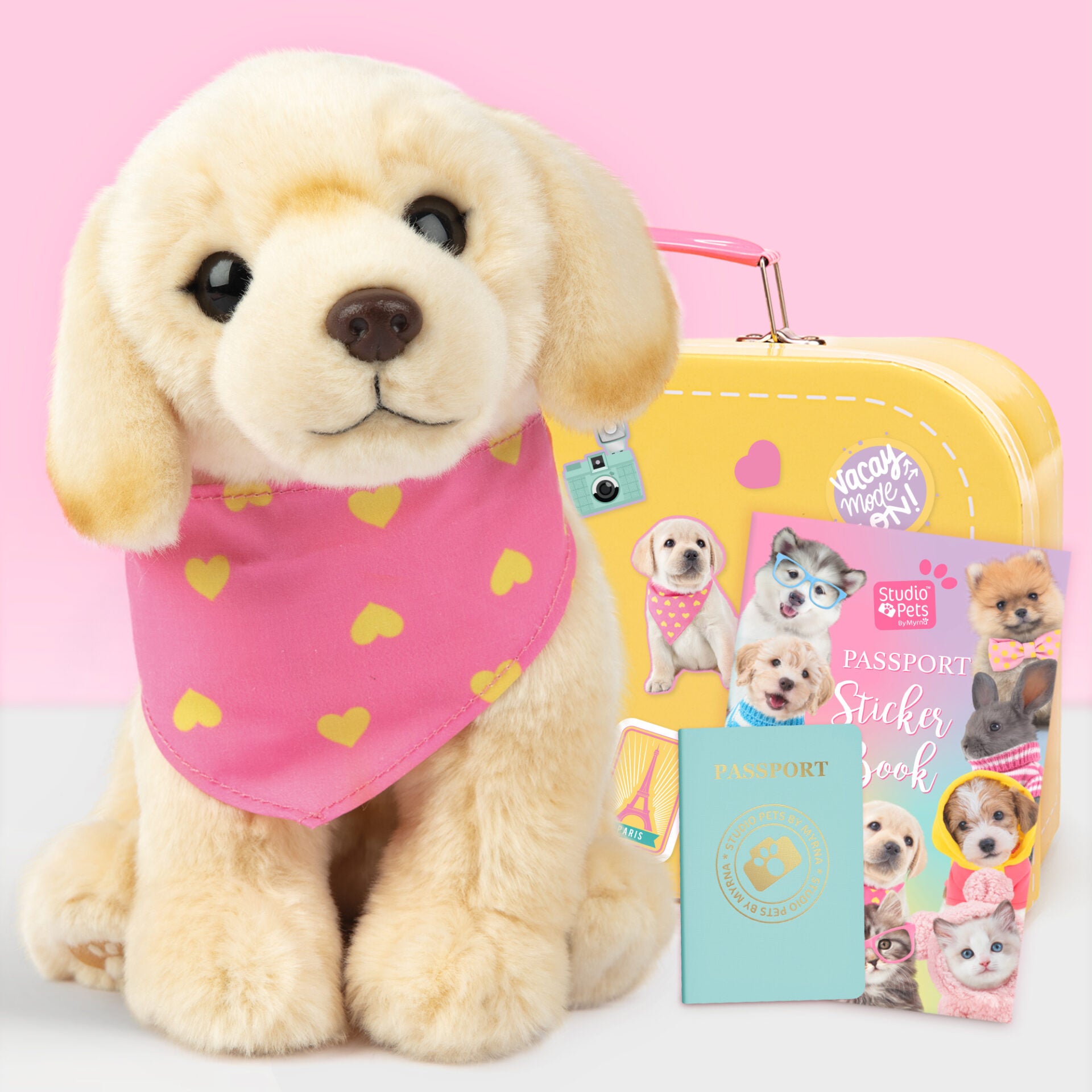 Happy Plyšový pejsek – světlý labrador 23 cm – sada s kufříkem