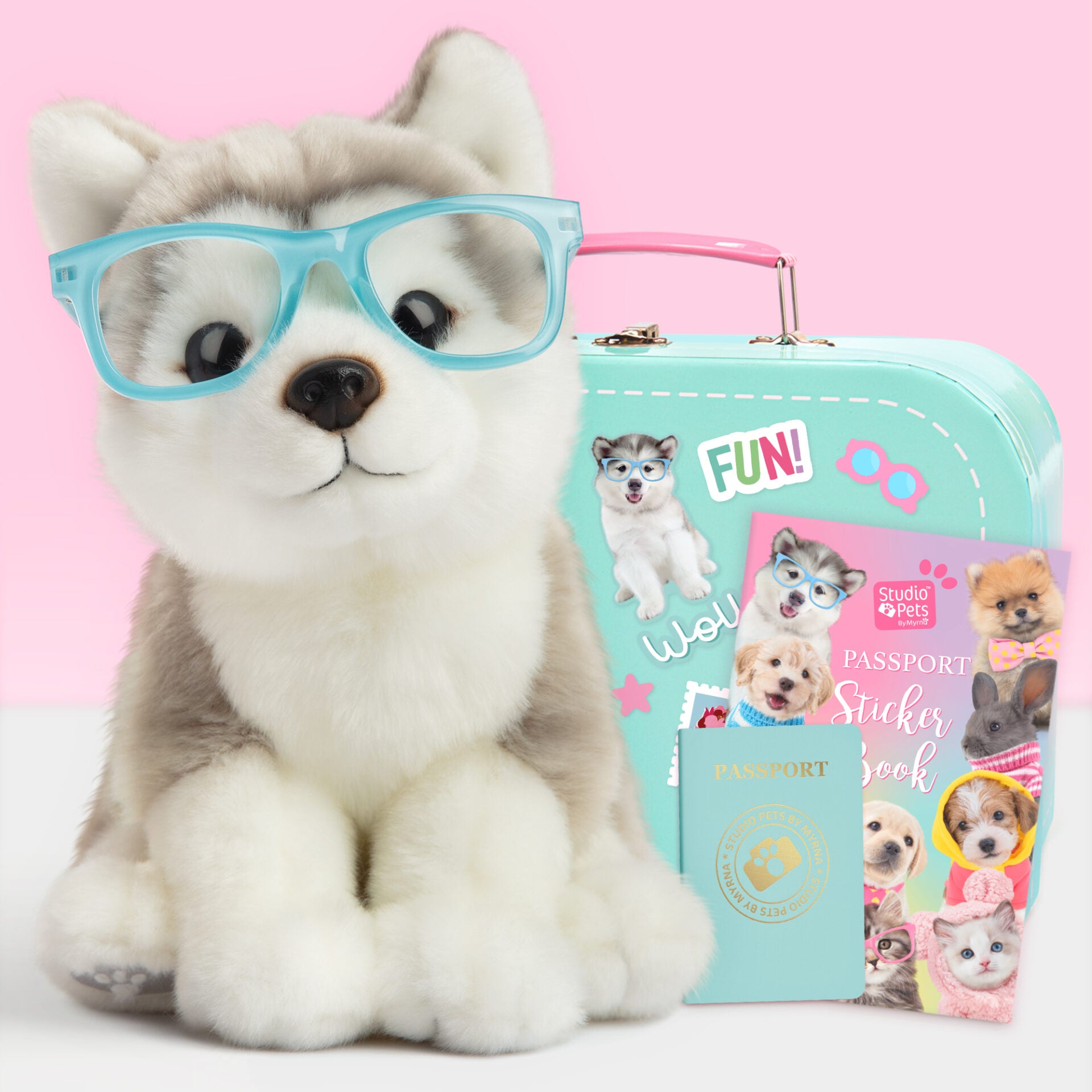 Wolfie Plyšový pejsek Alaska Malamute 23 cm – Set s kufříkem
